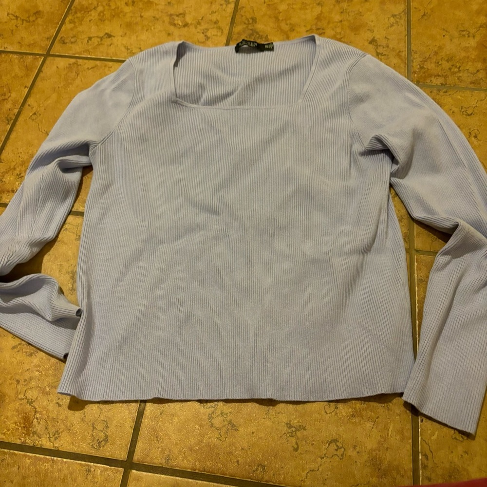Lauren by Ralph Lauren ribbed square neck sweater size XXL